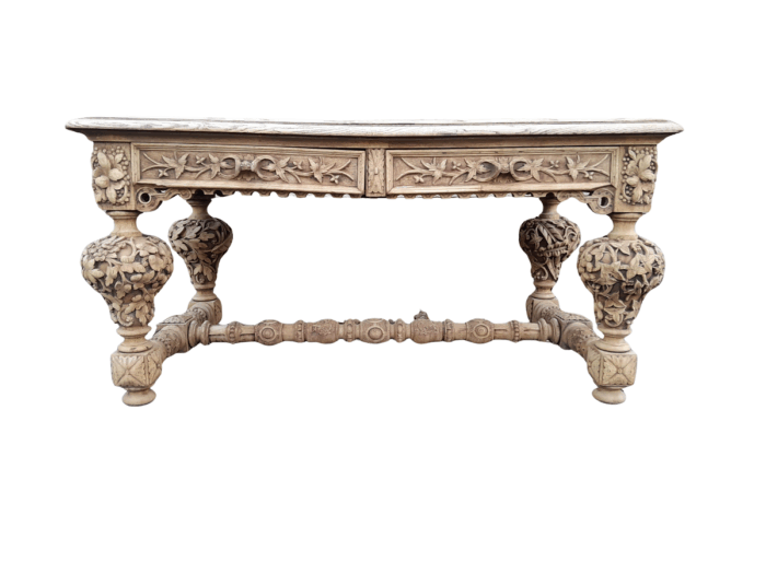 A Late 18th Century Jacobean Drinks / Refectory / Entrance / Library Table in a Natural and Bleached Contemporary Finish