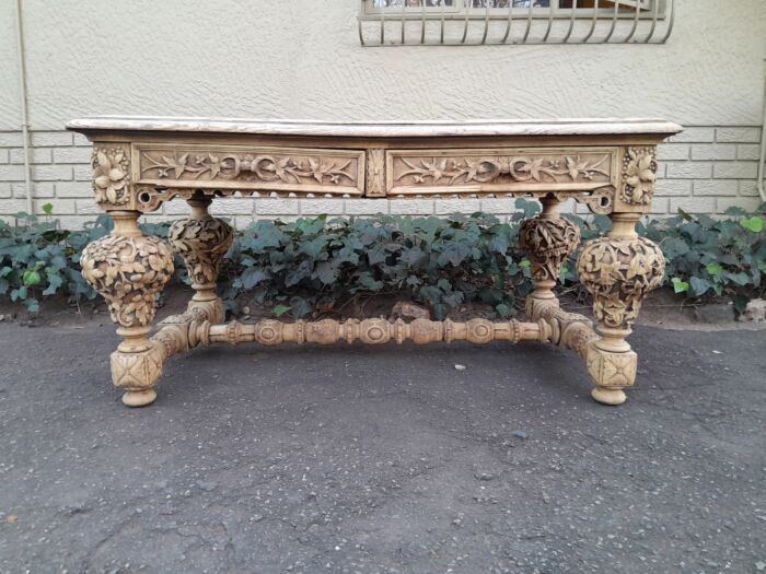 A Late 18th Century Jacobean Drinks / Refectory / Entrance / Library Table in a Natural and Bleached Contemporary Finish - Image 5