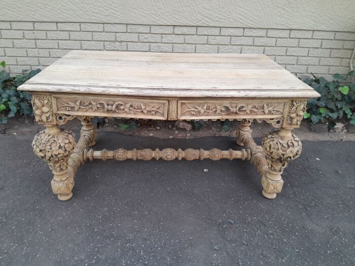 A Late 18th Century Jacobean Drinks / Refectory / Entrance / Library Table in a Natural and Bleached Contemporary Finish - Image 3