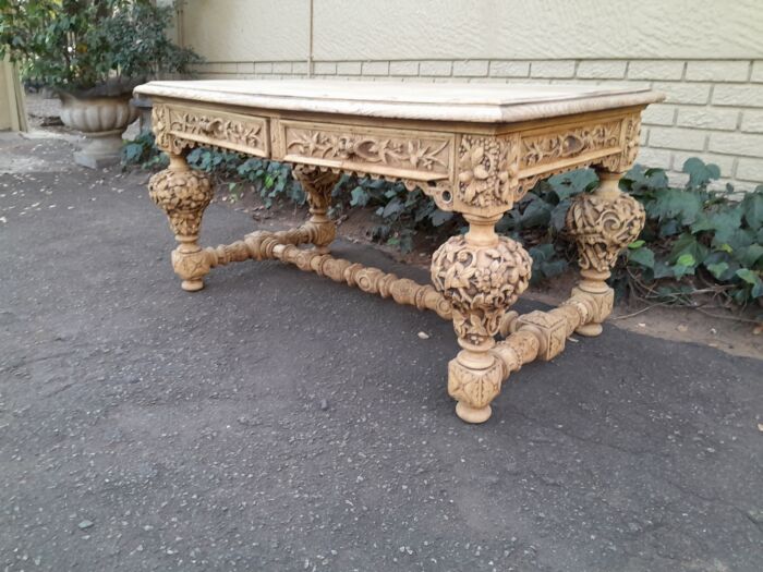 A Late 18th Century Jacobean Drinks / Refectory / Entrance / Library Table in a Natural and Bleached Contemporary Finish - Image 7