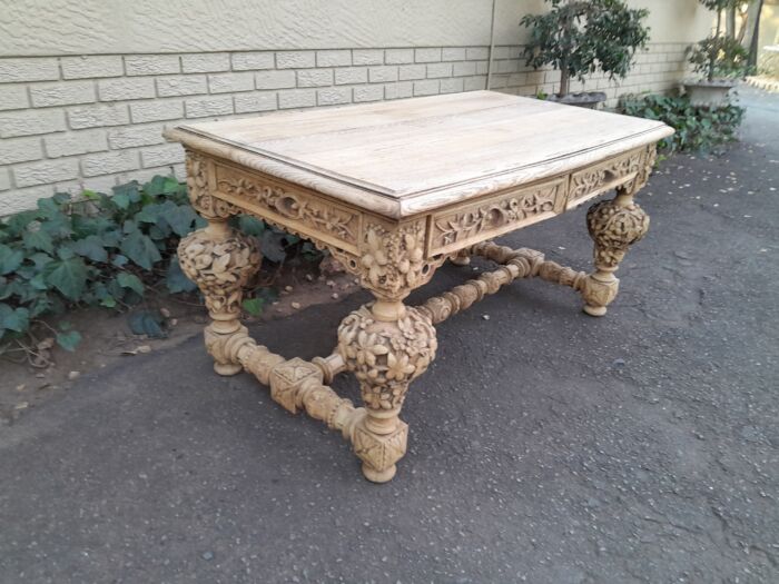 A Late 18th Century Jacobean Drinks / Refectory / Entrance / Library Table in a Natural and Bleached Contemporary Finish - Image 4
