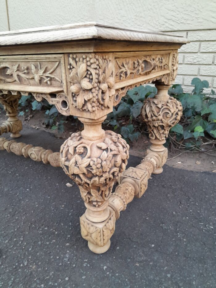 A Late 18th Century Jacobean Drinks / Refectory / Entrance / Library Table in a Natural and Bleached Contemporary Finish - Image 13