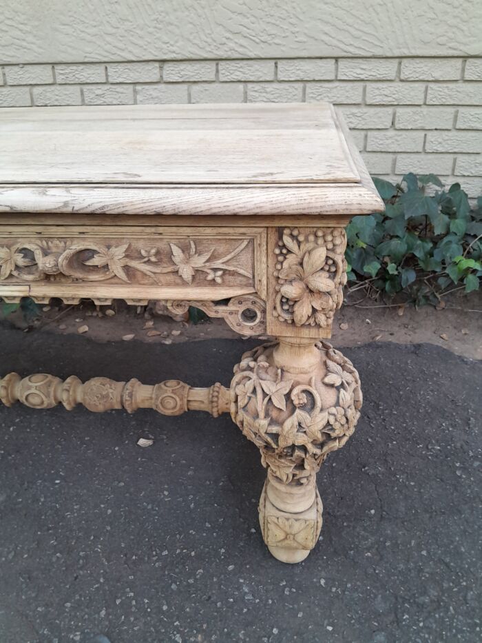 A Late 18th Century Jacobean Drinks / Refectory / Entrance / Library Table in a Natural and Bleached Contemporary Finish - Image 12