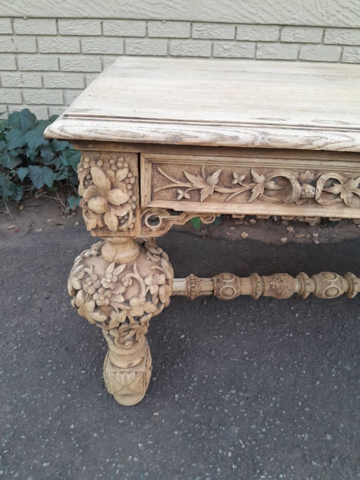 A Late 18th Century Jacobean Drinks / Refectory / Entrance / Library Table in a Natural and Bleached Contemporary Finish - Image 11