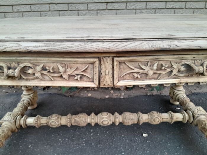 A Late 18th Century Jacobean Drinks / Refectory / Entrance / Library Table in a Natural and Bleached Contemporary Finish - Image 10