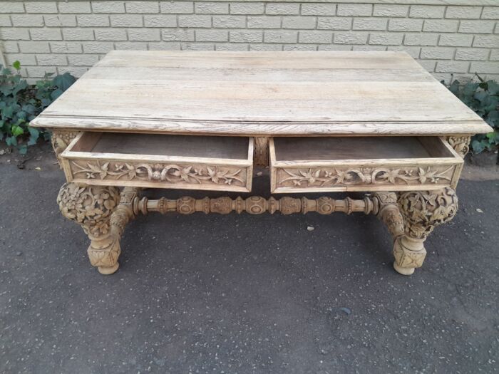 A Late 18th Century Jacobean Drinks / Refectory / Entrance / Library Table in a Natural and Bleached Contemporary Finish - Image 9