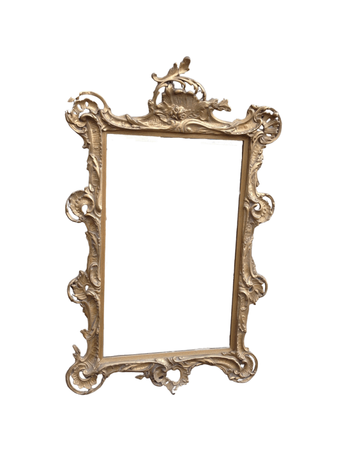 A Gilt Rococo-Style Frame With Bevelled Mirror Plate