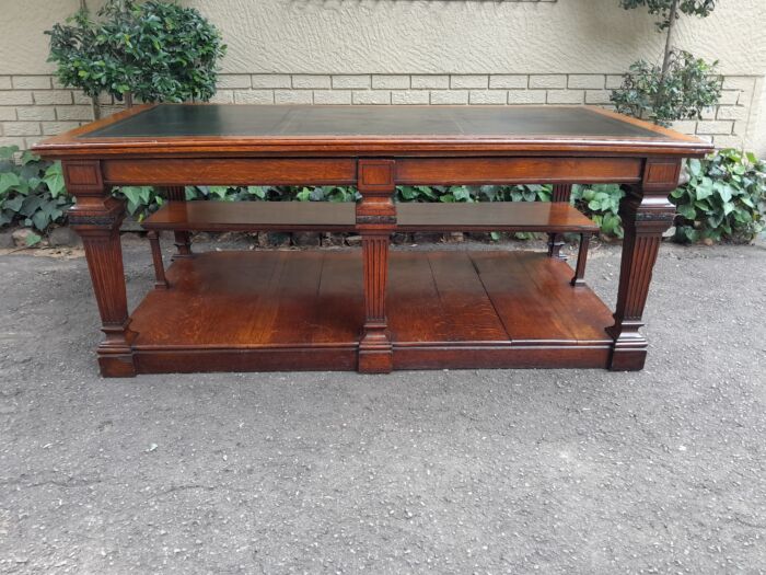 A 19th Century Oak Library Table with Leather Top, Circa 1890. Provenance. JHB Advocate - Image 2