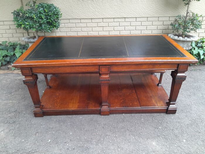 A 19th Century Oak Library Table with Leather Top, Circa 1890. Provenance. JHB Advocate - Image 4