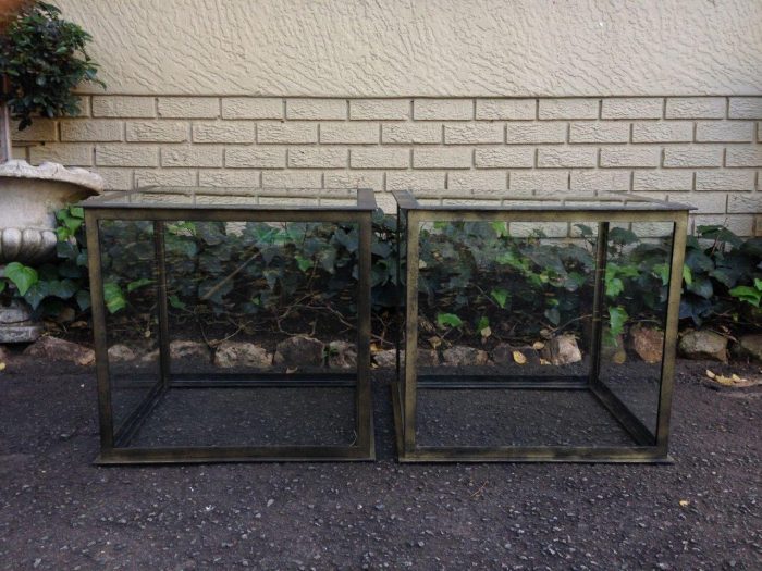Pair of Cubed Glass Wrought Iron Tables - Image 2