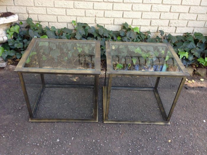 Pair of Cubed Glass Wrought Iron Tables - Image 3