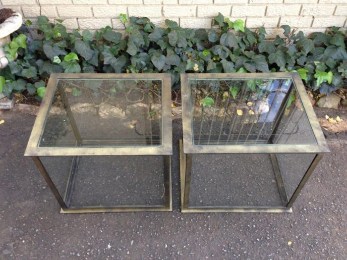 Pair of Cubed Glass Wrought Iron Tables - Image 4