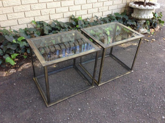 Pair of Cubed Glass Wrought Iron Tables - Image 5