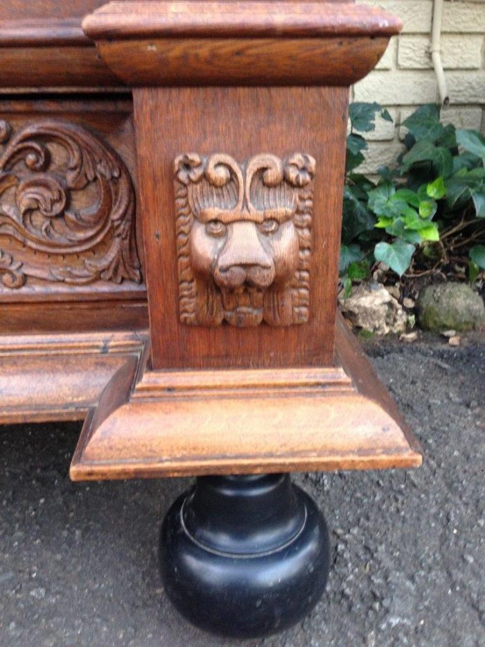 An Early 19th Century Renaissance Ornately Carved Oak Kussenkast On Bun Feet (Useful for TV or storing Bedroom Pillows, Duvets, Towels etc)  ND - Image 8