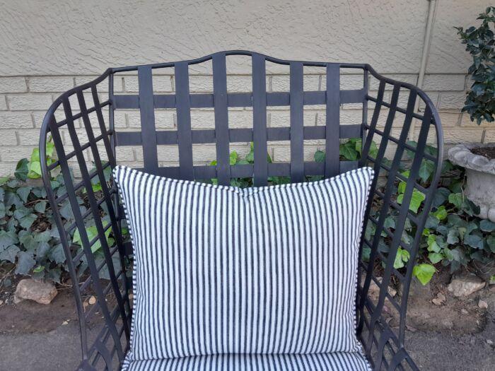 A Pair of Custom-Made Heavy Wrought Iron Highly decorative Wrought Iron Armchairs With Ticking Cushions - Image 8
