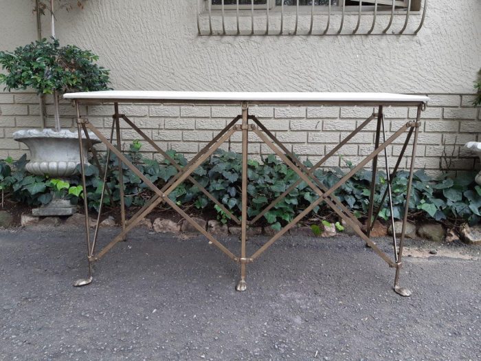 Custom-Made Gilded Wrought Iron Console/Drinks/Entrance Table With Granite Top