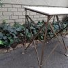 A Designer Custom-Made for The Crown Collection Wrought Iron Console / Drinks / Entrance Table With Cream Marble Top - Image 6