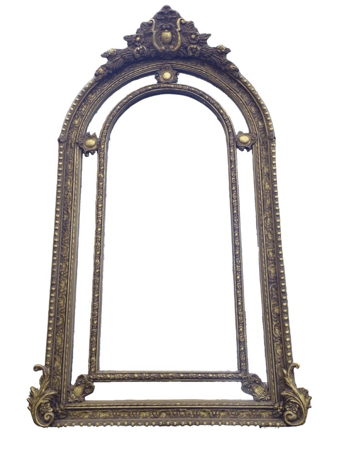 An Ornate Carved Arched Gilded Mirror