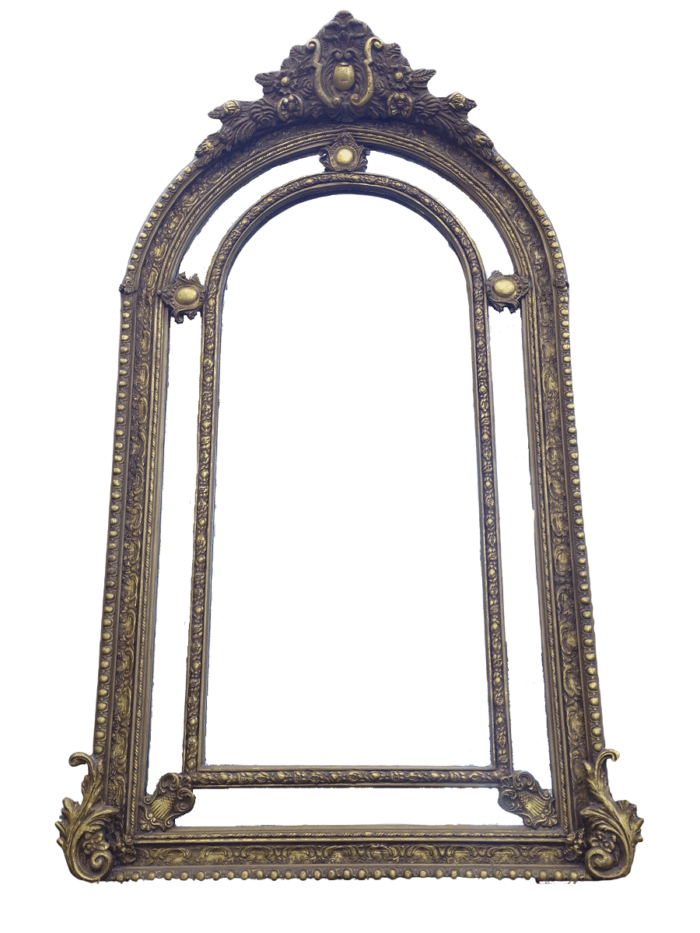 An Ornate Carved Arched Gilded Mirror