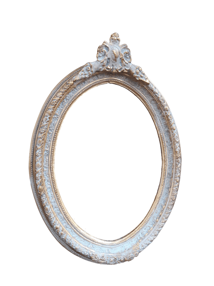 An Oval Ornate Bevelled Mirror