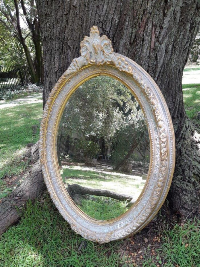 An Oval Ornate Bevelled Mirror - Image 7