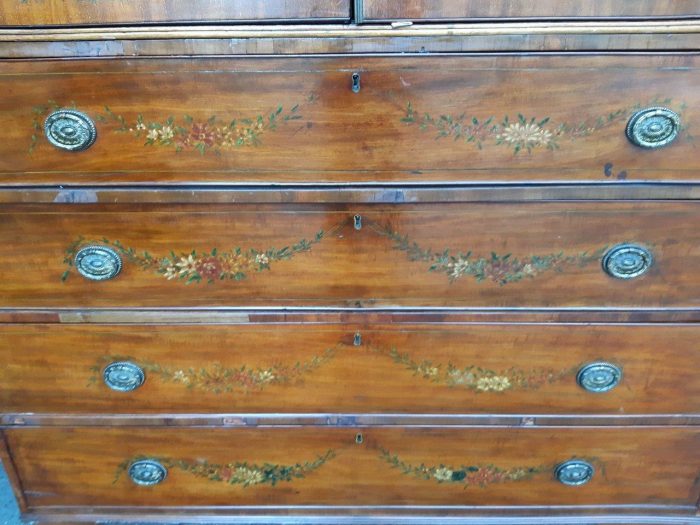 English Mahogany Linen Press With Secretaire - Image 6