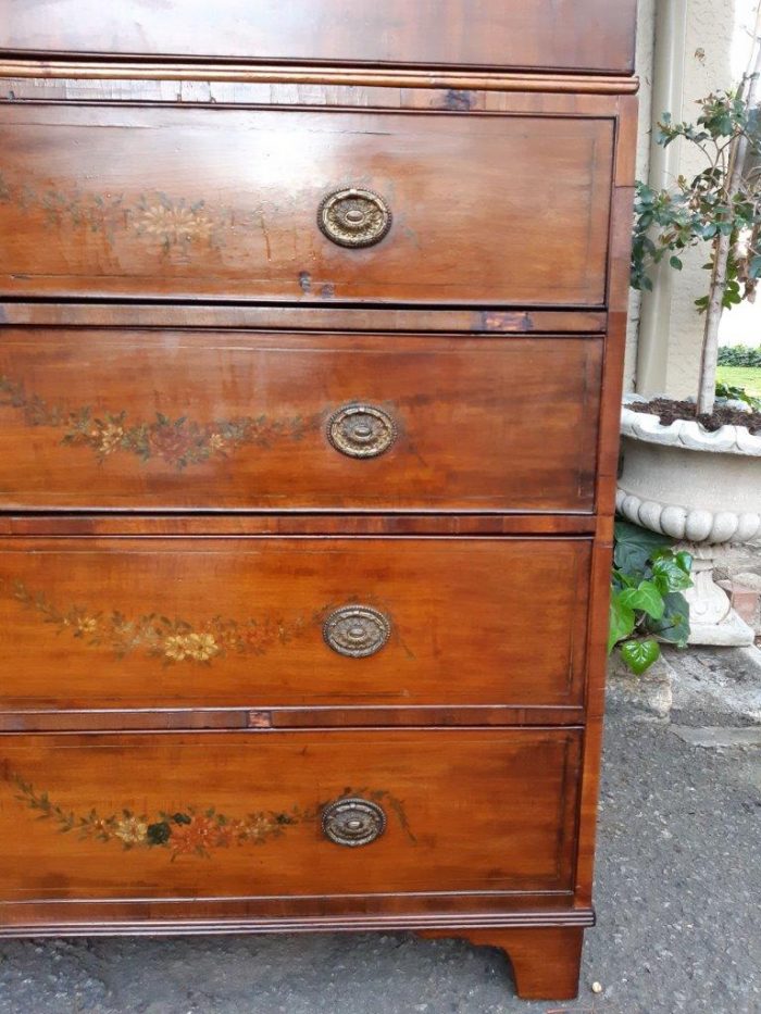 English Mahogany Linen Press With Secretaire - Image 7