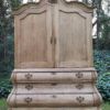 A19th Century Dutch Bleached / Natural Wood Finish Oak Bombe Cabinet/Armoire