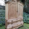 A19th Century Dutch Bleached / Natural Wood Finish Oak Bombe Cabinet/Armoire - Image 3