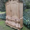 A19th Century Dutch Bleached / Natural Wood Finish Oak Bombe Cabinet/Armoire - Image 4