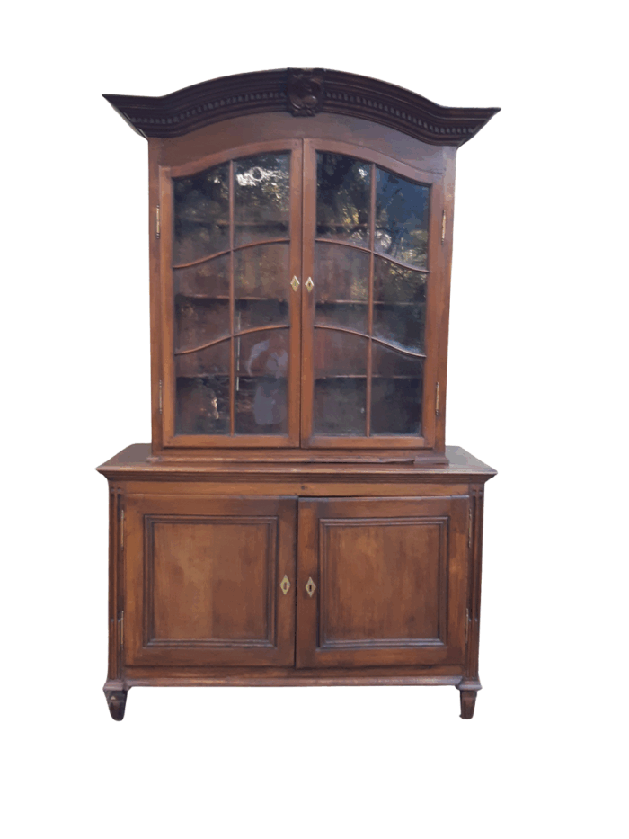 A 19th Century French Louis XVI Buffet Deux Corps Cabinet with Glazed doors