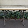 A Victorian Cast-Iron And Bleached / Natural Pine Table with marble top ND