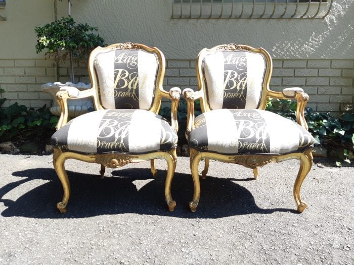 A Pair of 19 Century Giltwood Louis XVI Fauteuil Style Armchairs Circa 19th Century - Image 2