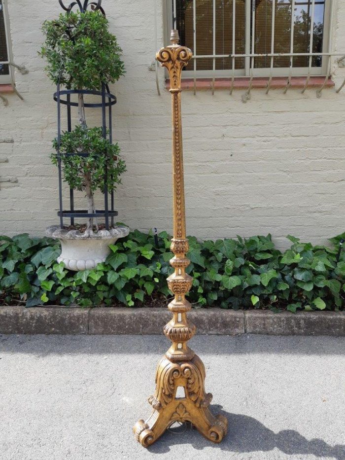 Early 20th Century Carved Giltwood Standing Lamp