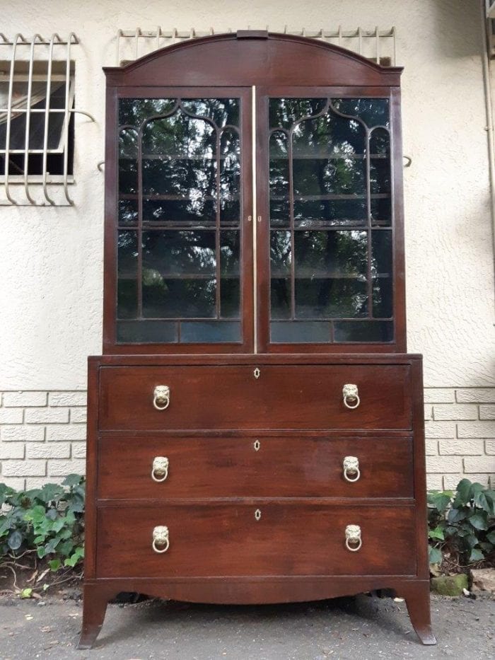 A Late 18th Century/Early 19th Century Mahogany Secrataire Bookcase with Fitted Interior and Hand Tooled Writing surface - Image 2