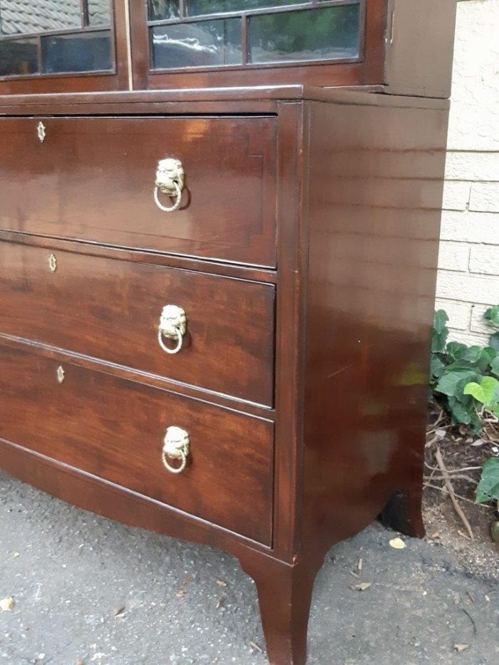 A Late 18th Century/Early 19th Century Mahogany Secrataire Bookcase with Fitted Interior and Hand Tooled Writing surface - Image 4