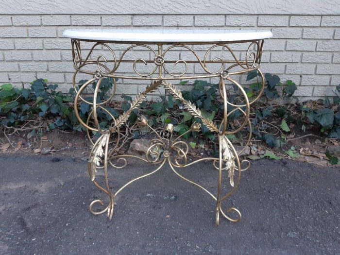 Pair Bespoke Wrought Iron Console /Drinks/ Server/Entrance Table With Marble Top - ND - Image 6