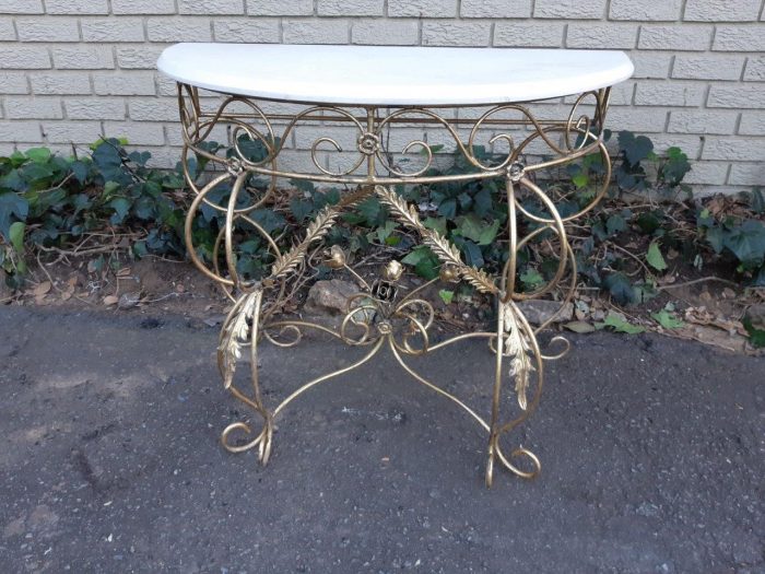 Pair Bespoke Wrought Iron Console /Drinks/ Server/Entrance Table With Marble Top - ND - Image 7