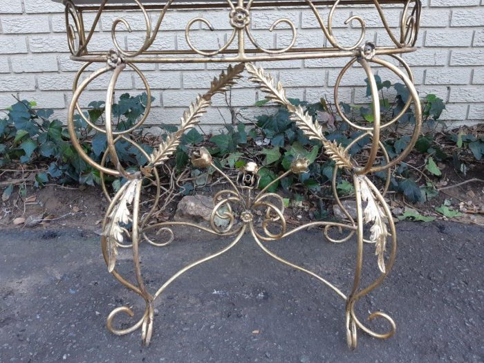 Pair Bespoke Wrought Iron Console /Drinks/ Server/Entrance Table With Marble Top - ND - Image 11