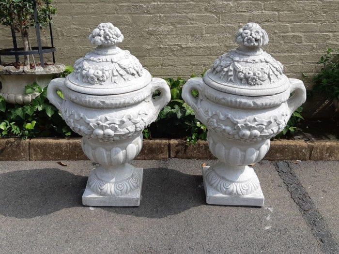 A Large Pair of Concrete Urns - Image 2