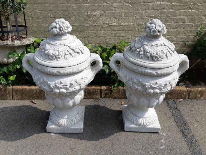 A Large Pair of Concrete Urns - The Crown Collection