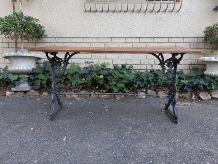 A French Bleached Oak and Wrought Iron Drinks Table / Table - Image 2