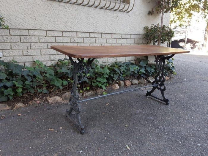 A French Bleached Oak and Wrought Iron Drinks Table / Table - Image 3