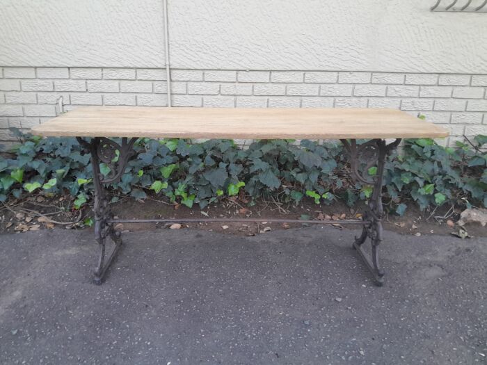 A French Bleached Oak and Wrought Iron Drinks Table / Table - Image 3