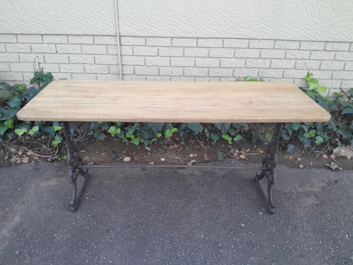 A French Bleached Oak and Wrought Iron Drinks Table / Table - Image 4