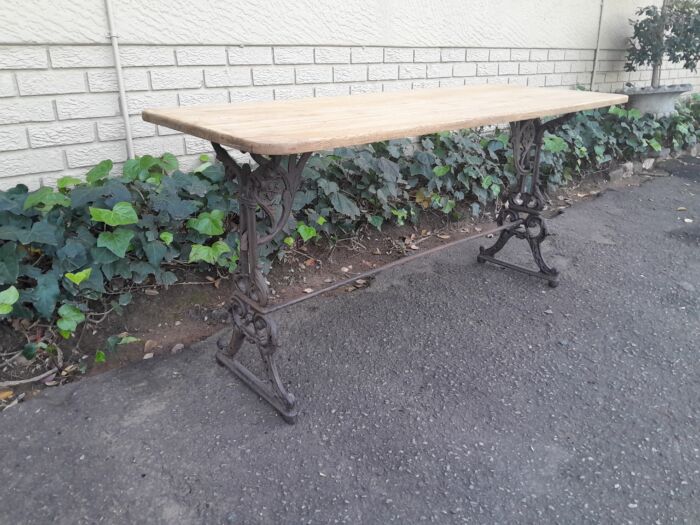 A French Bleached Oak and Wrought Iron Drinks Table / Table - Image 5
