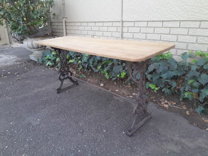 A French Bleached Oak and Wrought Iron Drinks Table / Table - Image 6