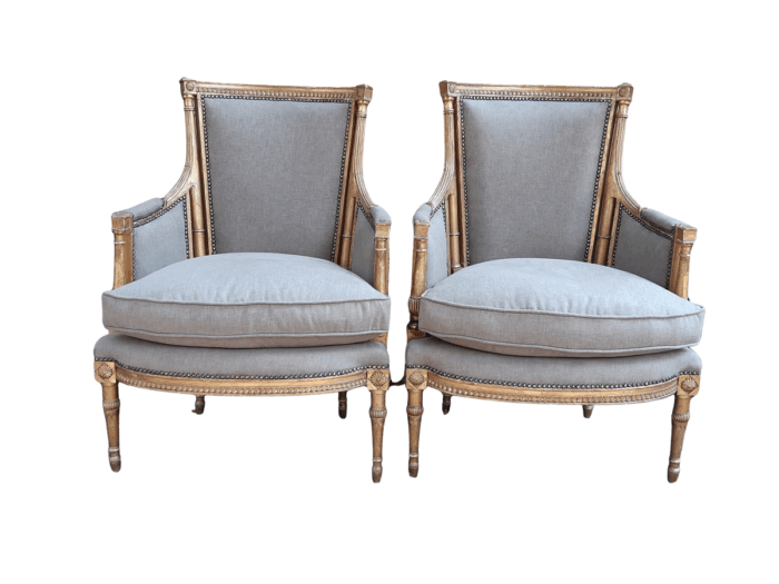 A 19th Century Pair Of French Giltwood Bergeres