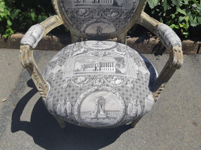 Pair of French Style Carved Armchairs, Light Natural Colour in (upholstered Imported Linen and Cotton ) - Image 10