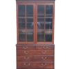 A Georgian Mahogany Bookcase on Chest with Slide-in Shelves & Original Brass Hardware on Bracket feet